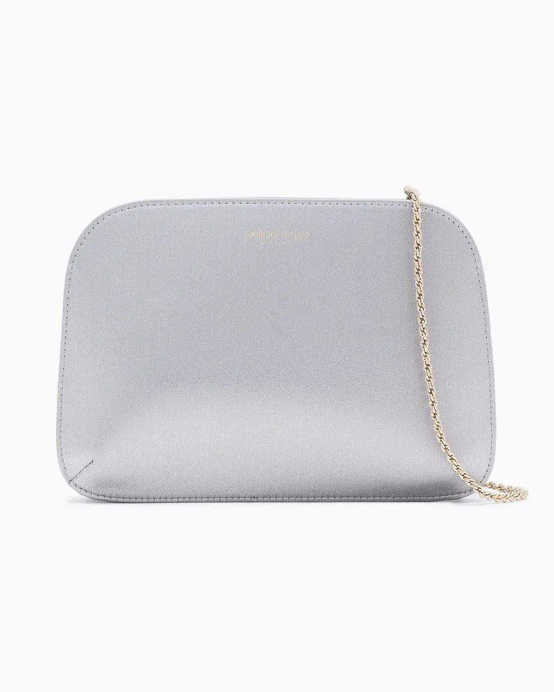 Giorgio Armani Clutch la Prima aus Lamésatin Silber