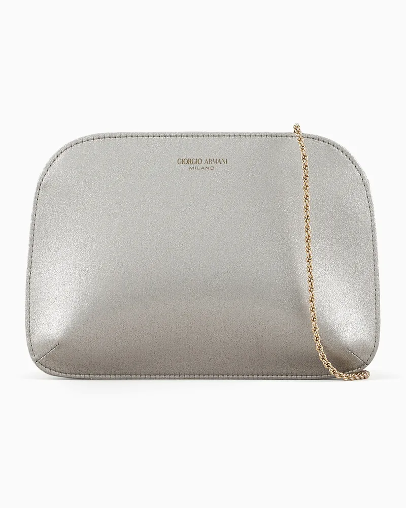Giorgio Armani Clutch la Prima aus Lamésatin Silber
