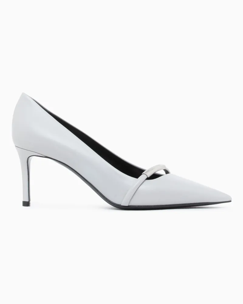 Giorgio Armani Spitze Pumps aus Leder mit Riemen und Stiletto-Absatz Grau