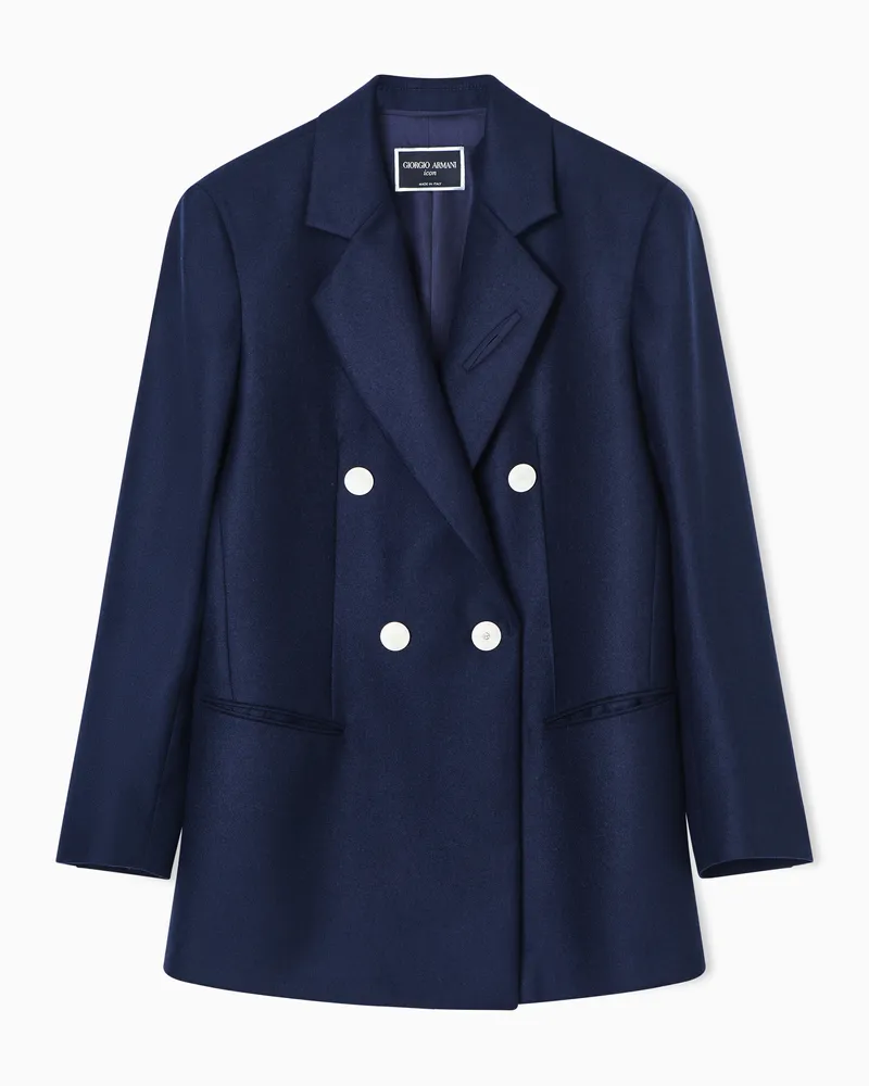 Giorgio Armani Doppelreihiges Sakko aus Kaschmirflanell Marineblau