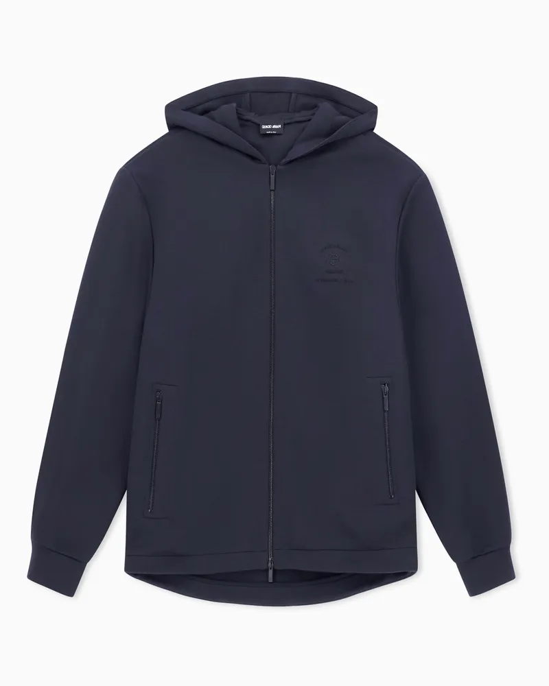 Giorgio Armani Sweatshirt mit Kapuze aus doppellagigem Jersey Marineblau