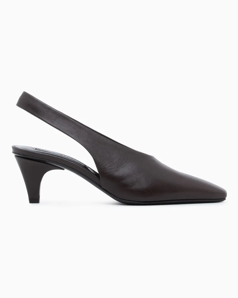 Giorgio Armani Slingpumps aus Leder mit einer spitzen Kappe und Absatz Braun