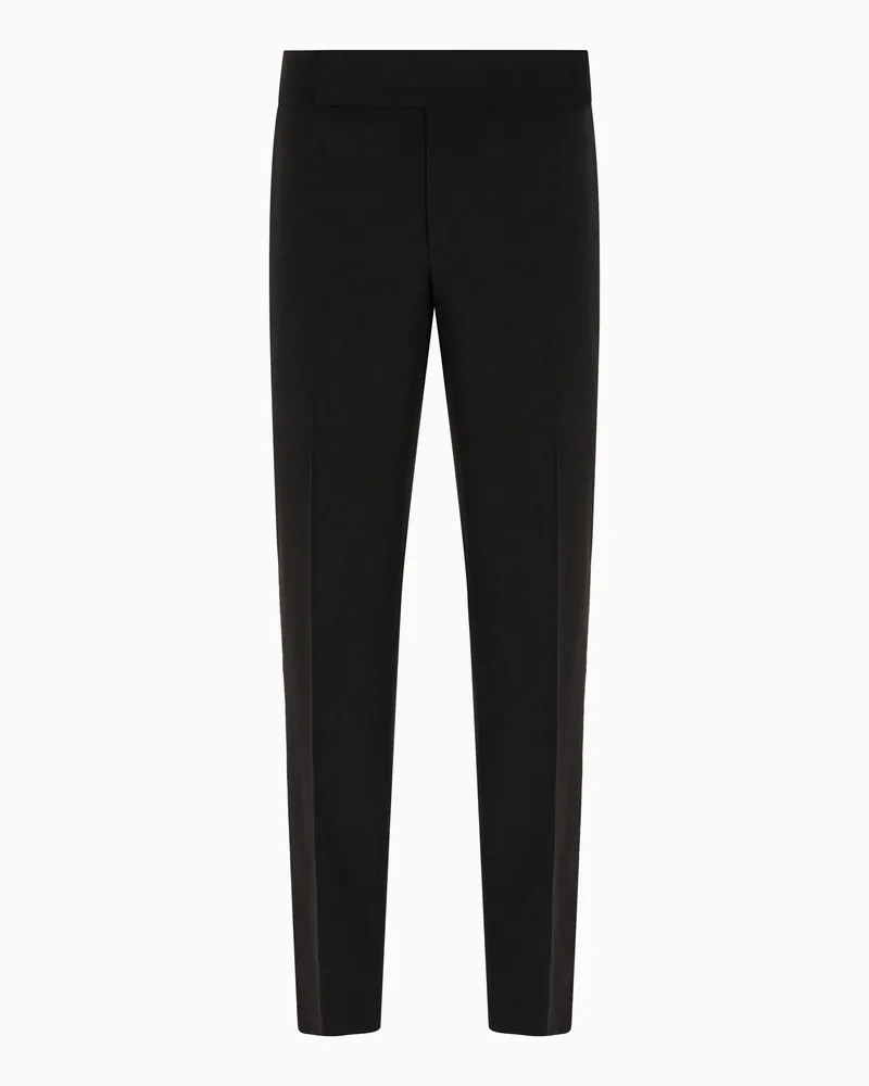 Giorgio Armani Giorgio’s Flatfront-Hose aus Wollkrepp Schwarz