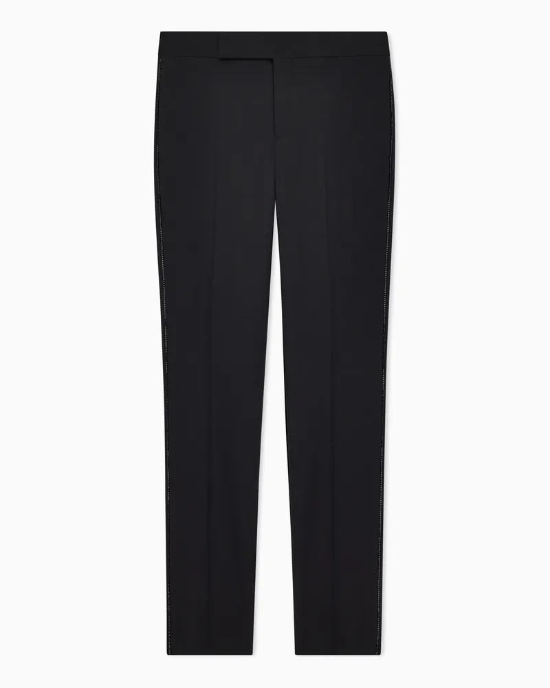 Giorgio Armani Giorgio’s Flatfront-Hose aus Wollkrepp Schwarz