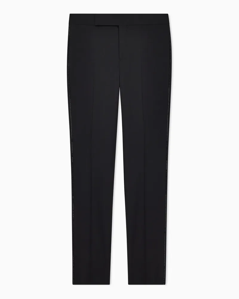 Giorgio Armani Giorgio’s Flatfront-Hose aus Wollkrepp Schwarz