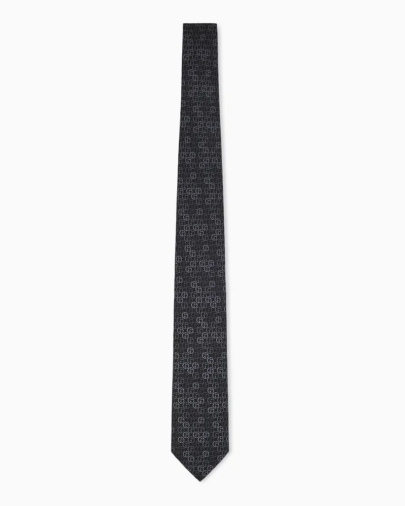Giorgio Armani Krawatte aus glänzender Seide mit dezentem Muster Schwarz