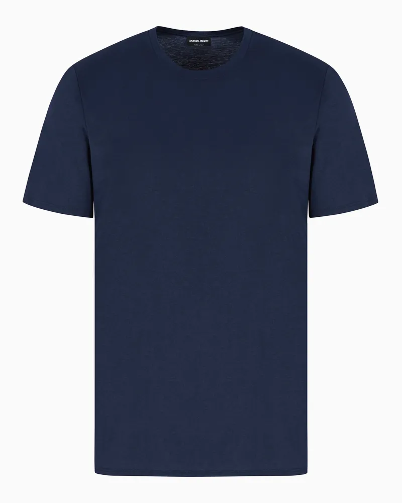 Giorgio Armani T-Shirt mit Rundhalsausschnitt aus Baumwoll-Jersey Blau
