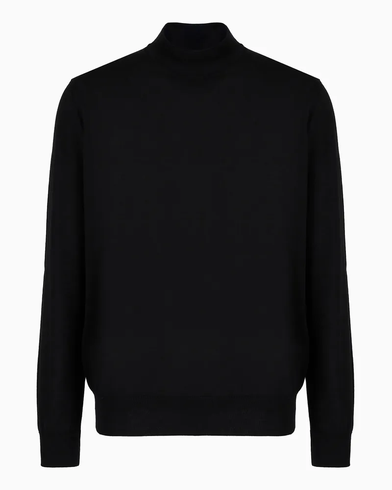 Giorgio Armani Pullover mit hohem Kragen aus Schurwolle Schwarz