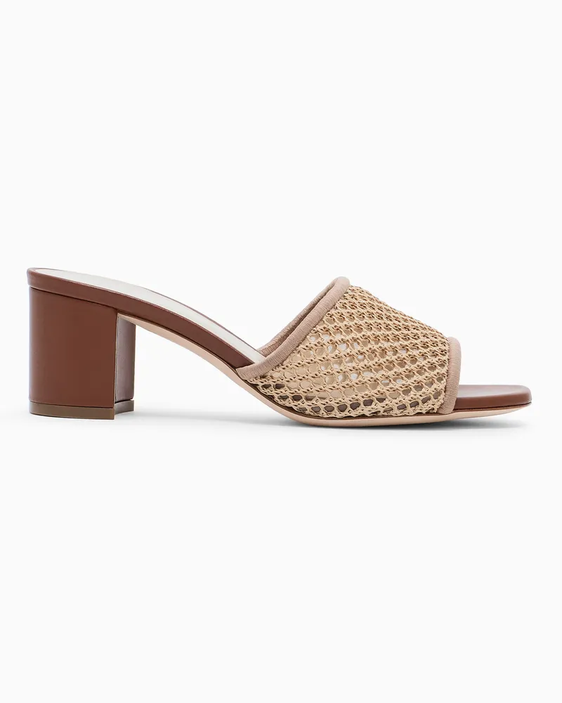 Giorgio Armani Sandalen aus perforiertem Gewebe Beige