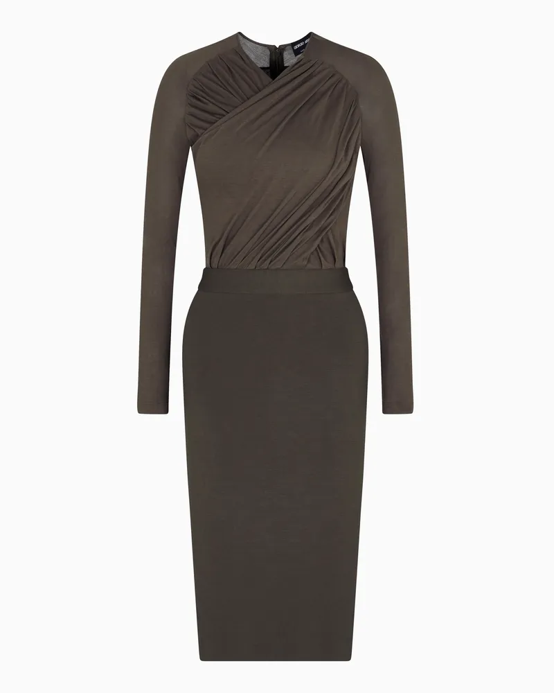 Giorgio Armani Midikleid aus Lyocell-Jersey Grün