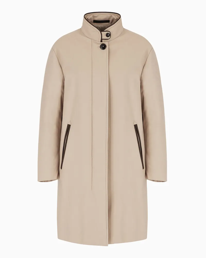 Giorgio Armani Kaschmirmantel mit Lederdetails Beige