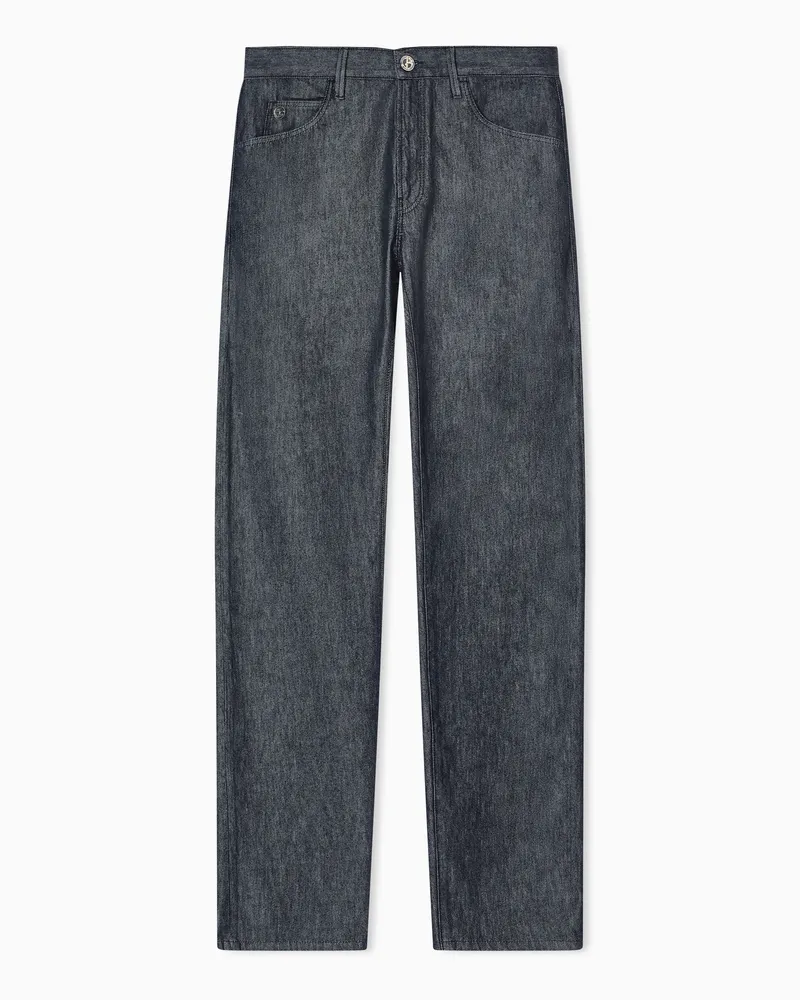 Giorgio Armani Five-Pocket-Hose in Regular Fit, gefertigt aus luxuriösem Baumwoll-Twill und Seide Schwarz