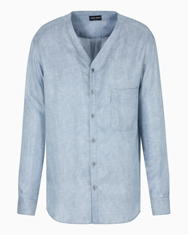 Giorgio Armani Bluse aus bedrucktem Seiden-Twill Hellblau
