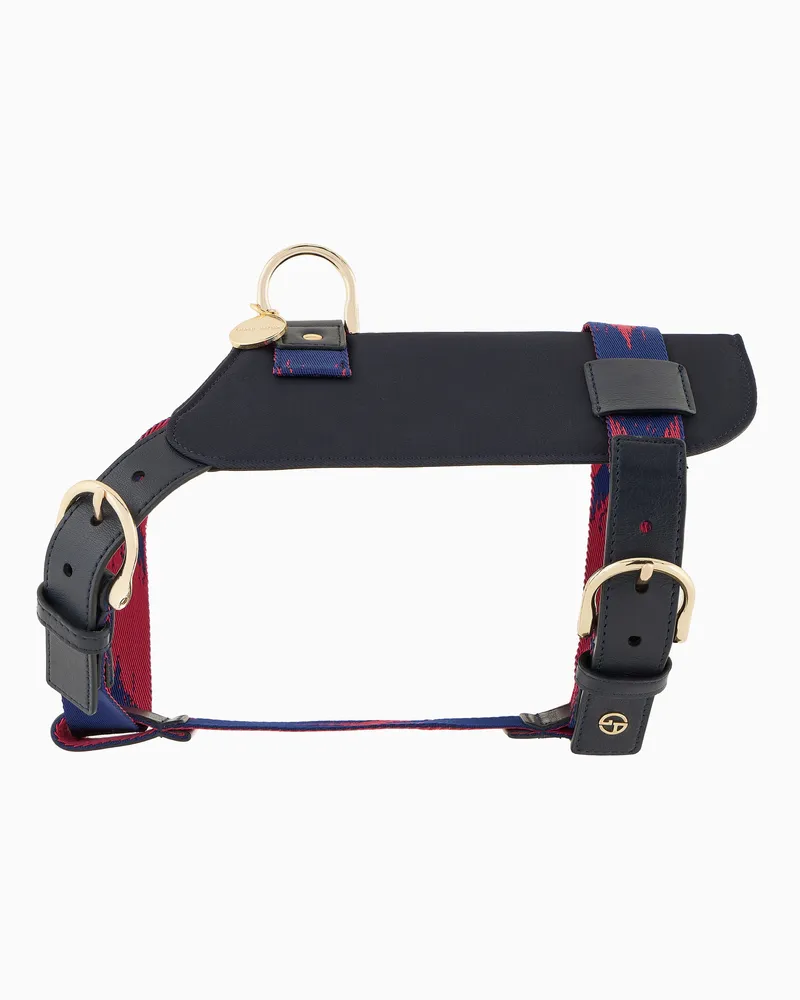 Giorgio Armani Poldo x  Hundegeschirr aus Ikat-Jacquard-Stoff und Leder Gemustert