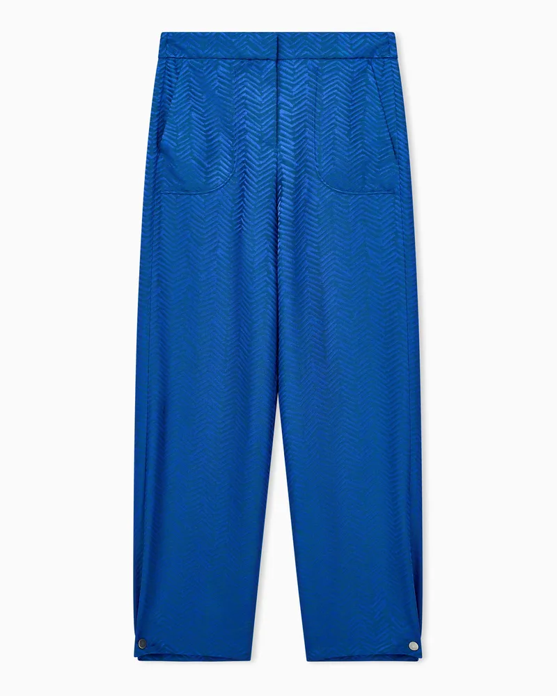 Giorgio Armani Hose aus Viskose mit Fischgrat-Jacquard Blau