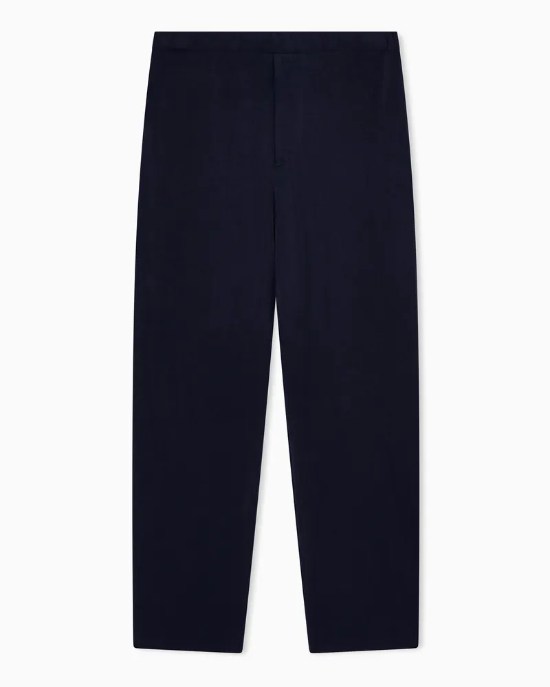 Giorgio Armani Stoffhose aus Cupro-Pikee mit geradem Bein und Gesäßtasche Marineblau