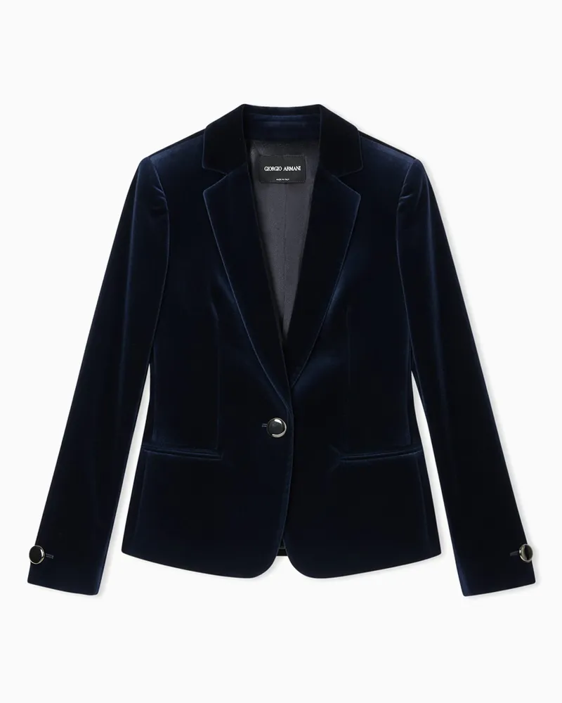 Giorgio Armani Einreihiges Sakko aus elastischem Samt Blau