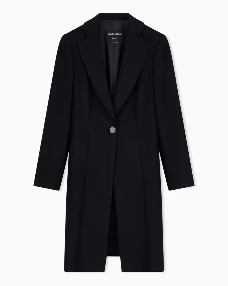Giorgio Armani Einreihiger Mantel aus reinem Kaschmir Schwarz