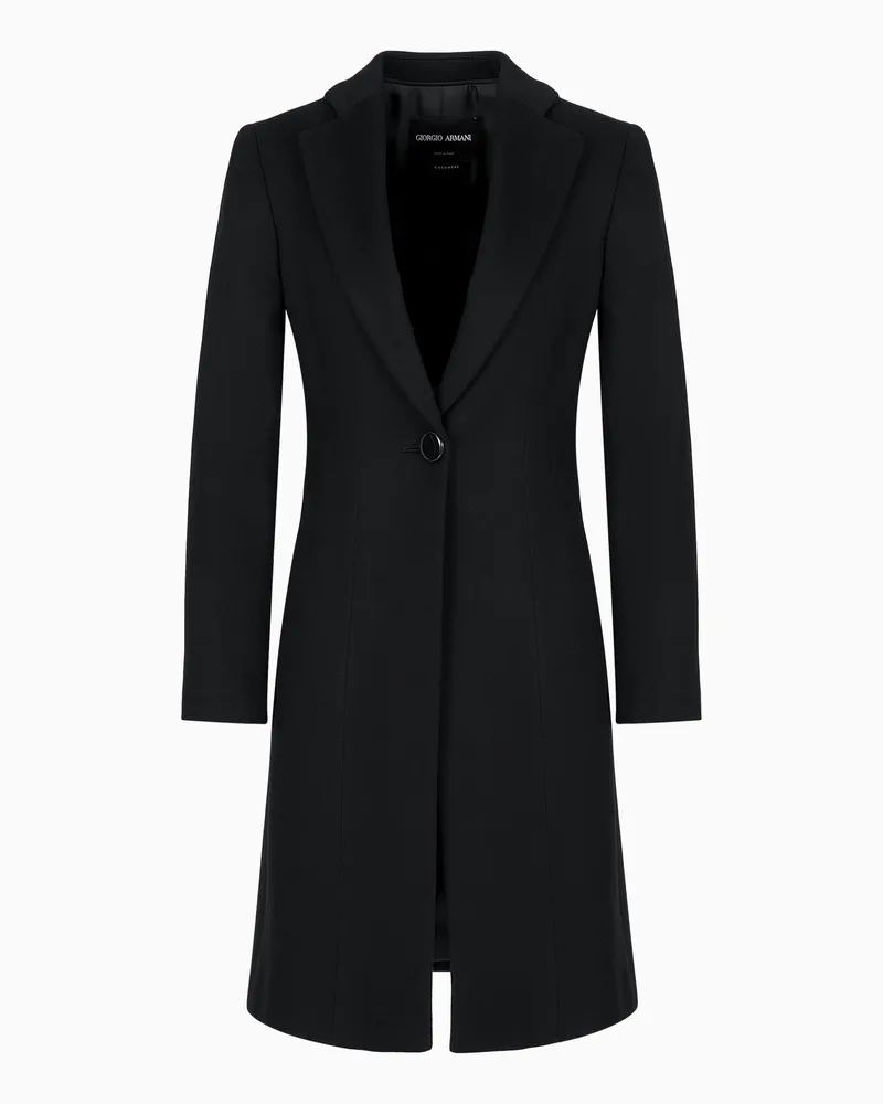 Giorgio Armani Einreihiger Mantel aus reinem Kaschmir Schwarz