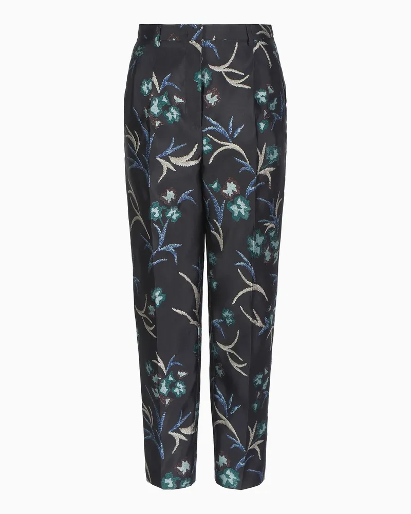 Giorgio Armani Gerade Hose mit Floralem Muster In Jacquard-stoff-verarbeitung Gemustert