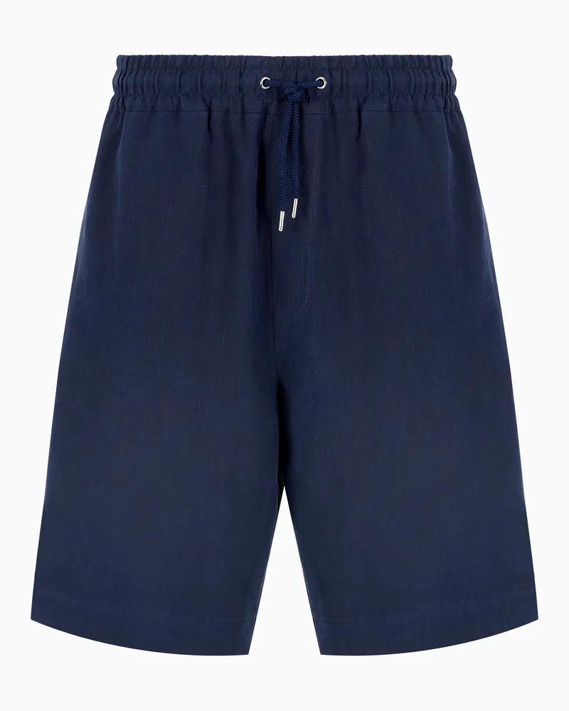 Giorgio Armani Flatfront-Bermudashorts aus Leinen Blau