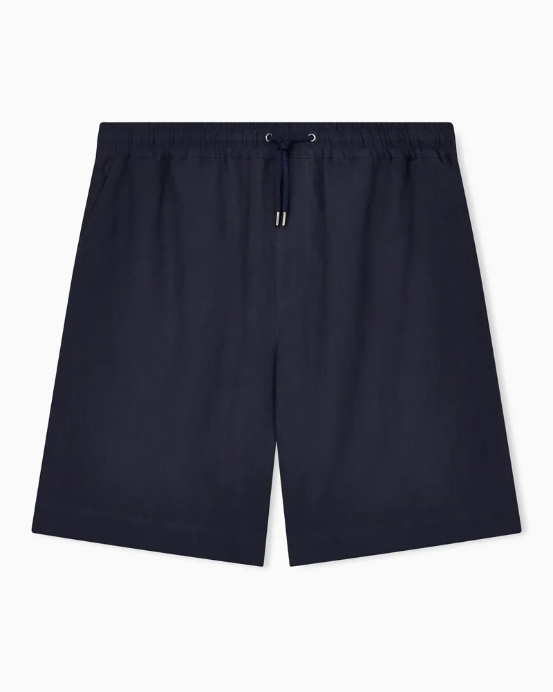 Giorgio Armani Flatfront-Bermudashorts aus Leinen Blau