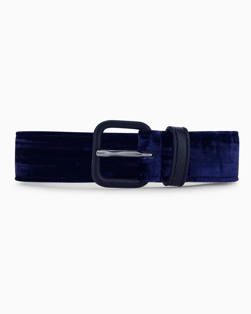 Giorgio Armani Samtgürtel mit matter Dornschließe und Lederdetails Blau