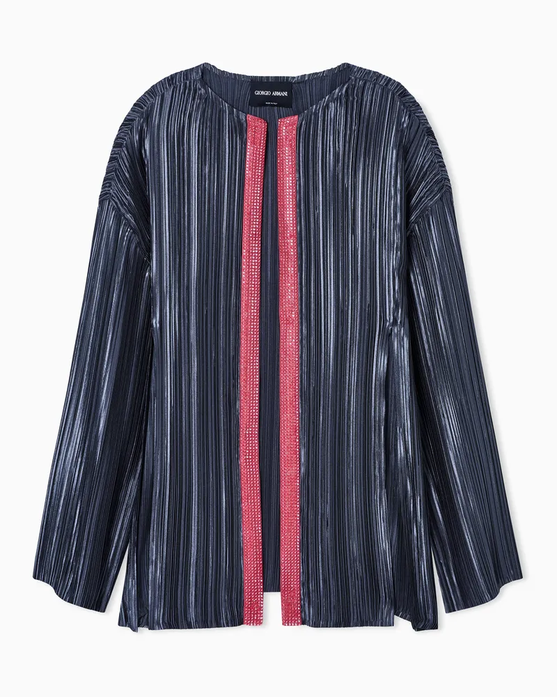 Giorgio Armani Einreihiges Sakko aus plissiertem Gewebe und Strass Gemustert