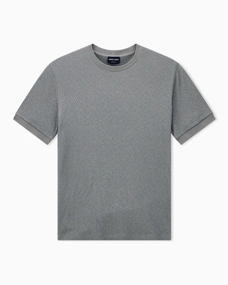 Giorgio Armani Regular Fit T-Shirt aus Jacquardjersey mit Kaschmir Grau