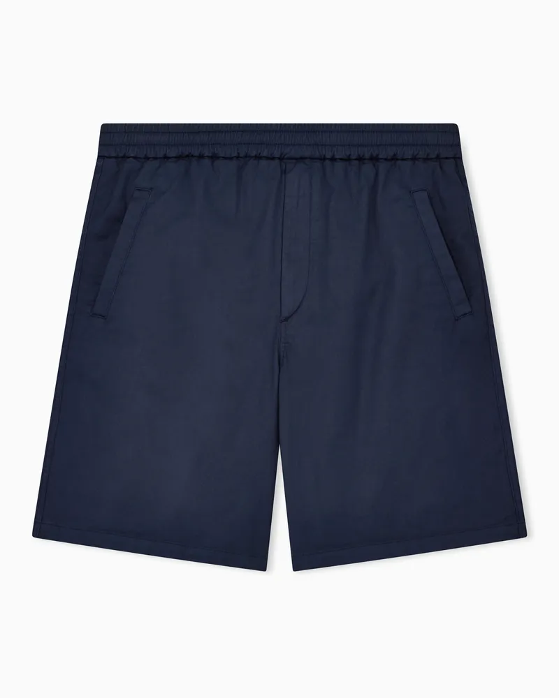 Giorgio Armani Bermudashorts aus Baumwollgabardine mit Stretchanteil Blau