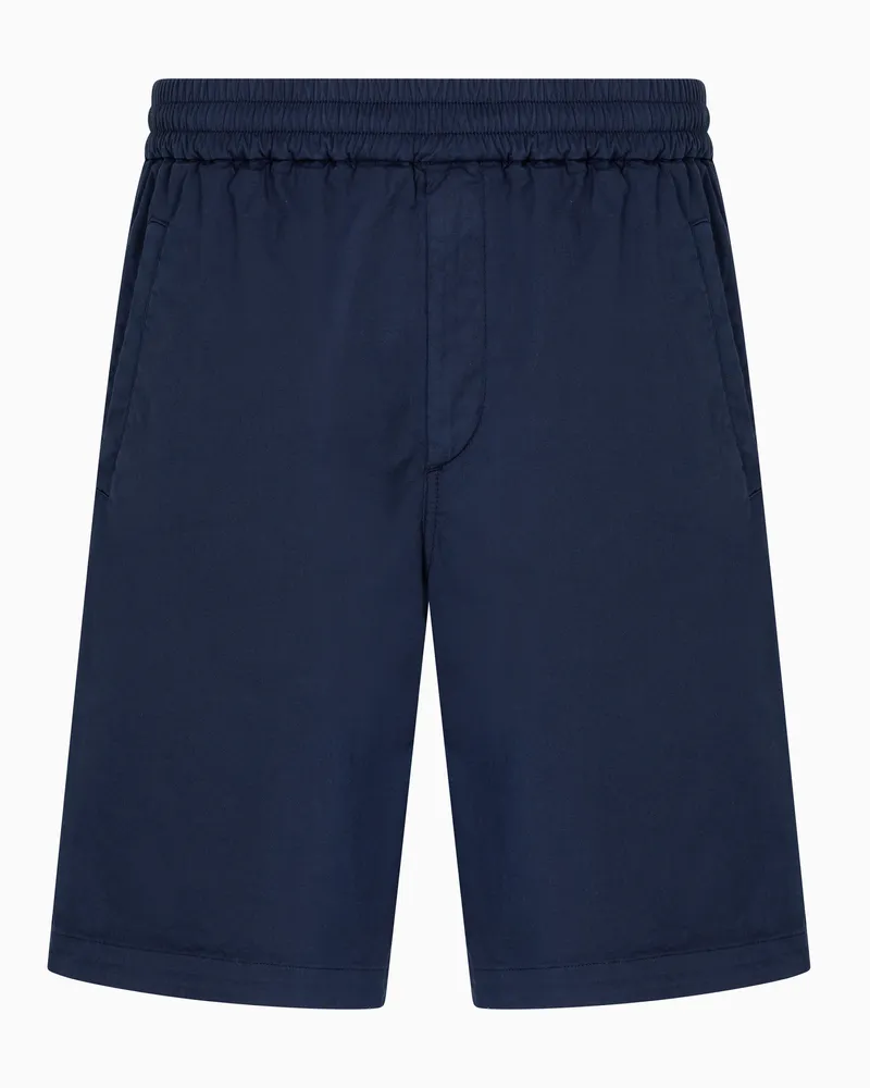Giorgio Armani Bermudashorts aus Baumwollgabardine mit Stretchanteil Blau