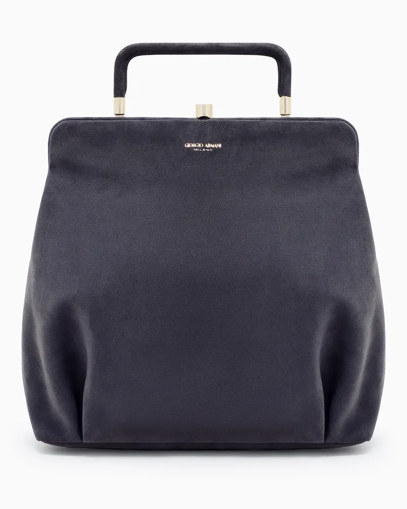 Giorgio Armani Structured Lamb Leather Frame Bag Braun