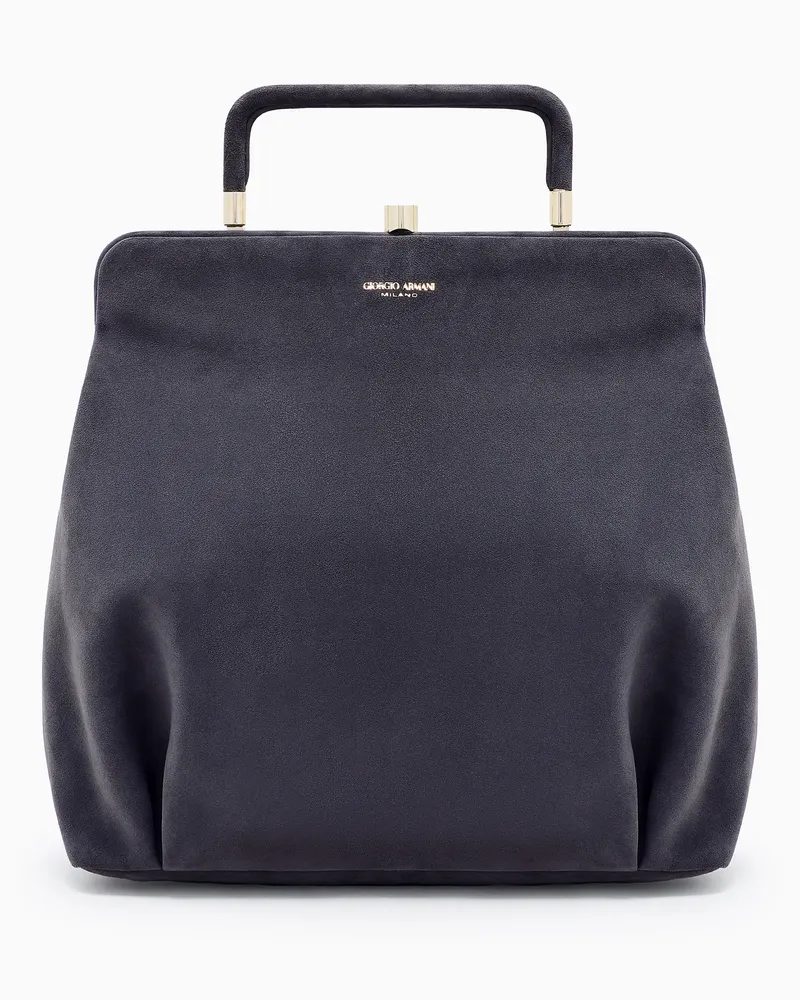 Giorgio Armani Structured Lamb Leather Frame Bag Braun