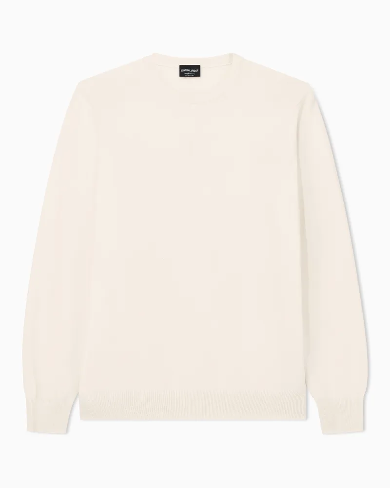 Giorgio Armani Rundhalspullover aus Kaschmir Weiß