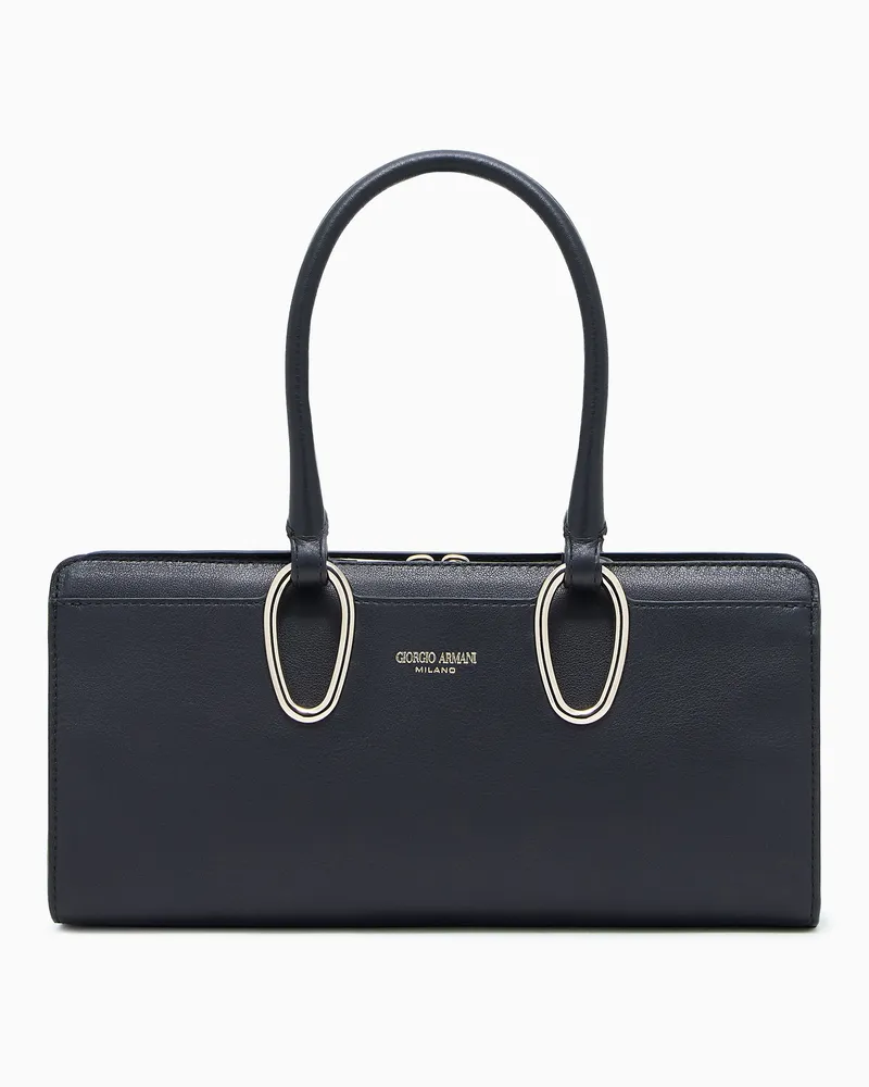 Giorgio Armani Mittelgroße Henkeltasche aus Leder Schwarz