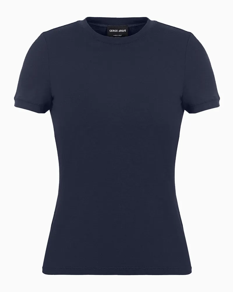 Giorgio Armani T-Shirt aus Stretch-Viskose-Jersey Marineblau