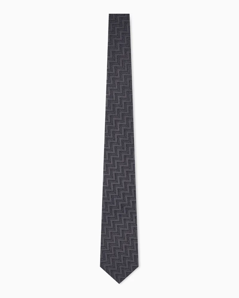 Giorgio Armani Gewebte Seidenkrawatte mit elegantem Zickzackmuster Beige