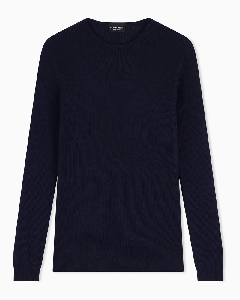 Giorgio Armani Pullover mit Rundhalsausschnitt aus reinem Kaschmir Marineblau