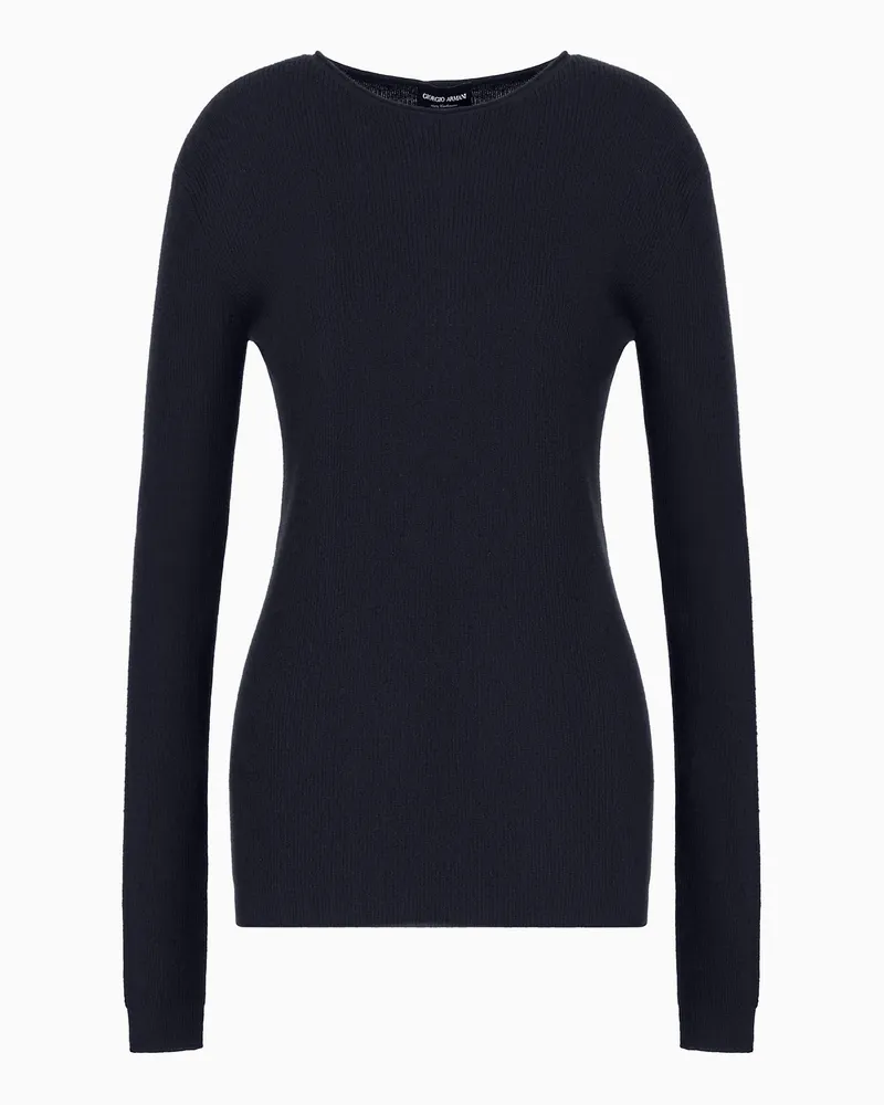 Giorgio Armani Pullover mit Rundhalsausschnitt aus reinem Kaschmir Marineblau