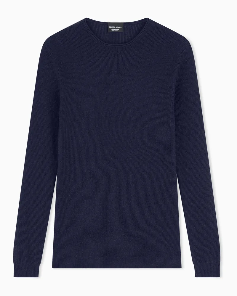 Giorgio Armani Pullover mit Rundhalsausschnitt aus reinem Kaschmir Marineblau