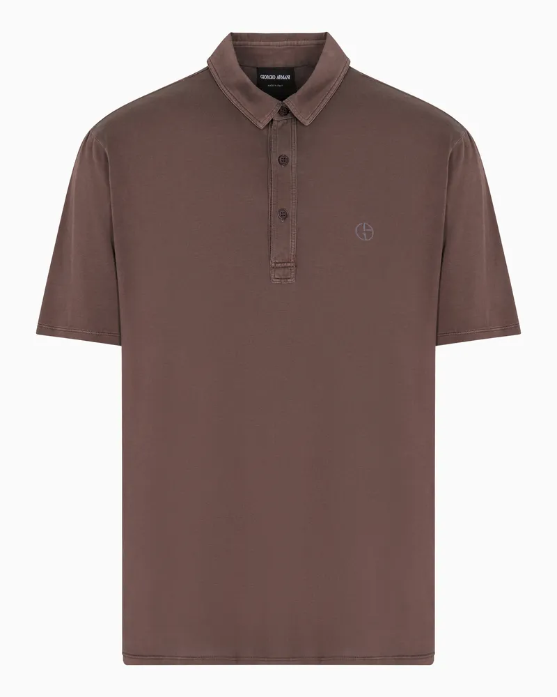 Giorgio Armani Poloshirt aus Jersey aus Seide und Baumwolle Beige