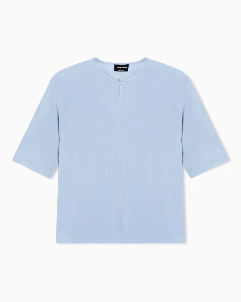 Giorgio Armani Short-sleeved shirt in cupro ASV Hellblau