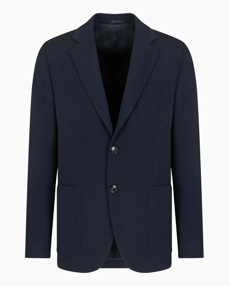 Giorgio Armani Einreihiges Sakko der Upton-Line, gefertigt aus Canneté-Schurwolle Marineblau