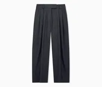 Weite Bundfaltenhose aus Schurwolle und Kaschmir