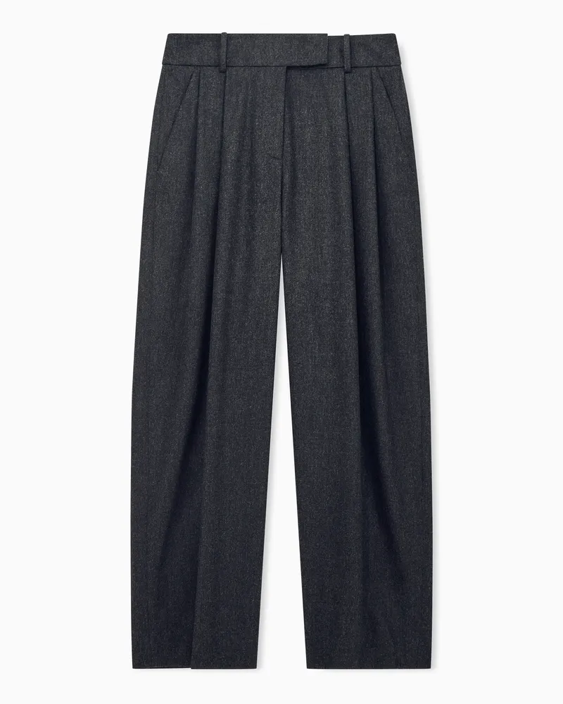 Giorgio Armani Weite Bundfaltenhose aus Schurwolle und Kaschmir Grau