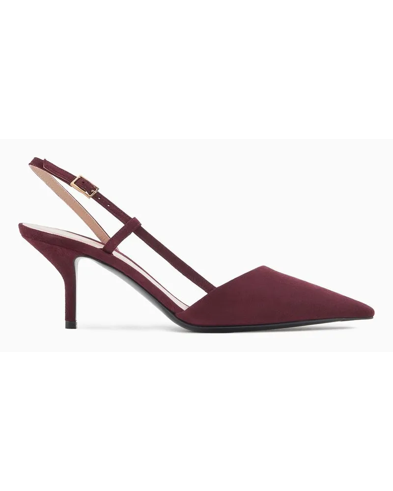 Giorgio Armani Slingbacks Aus Veloursleder Bordeaux