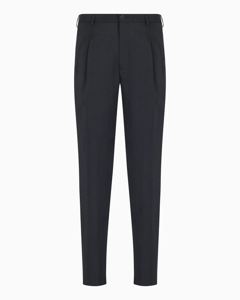 Giorgio Armani Hose mit doppelten Bundfalten aus einem Seidentwill-Mischgewebe Blau