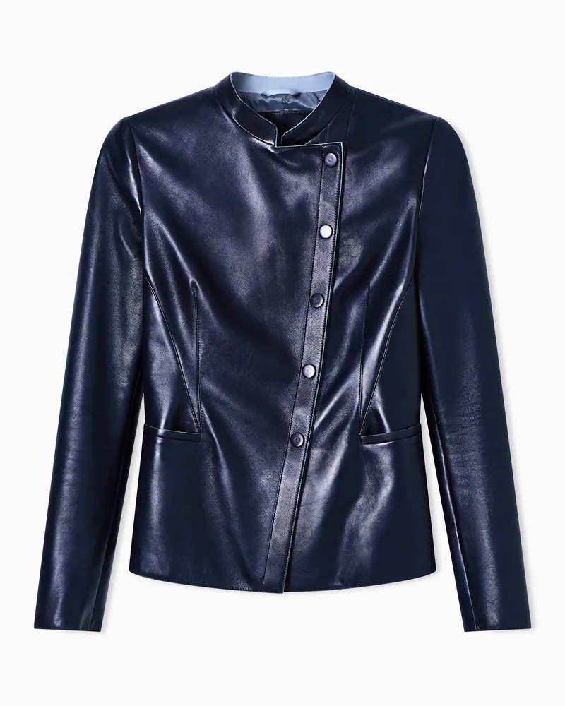 Giorgio Armani Jacke aus Handschuh-Lammnappaleder Blau