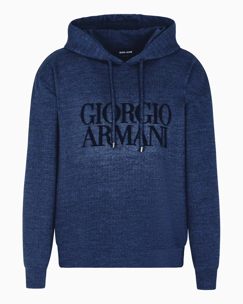 Giorgio Armani Wool Blend Hoodie Blau