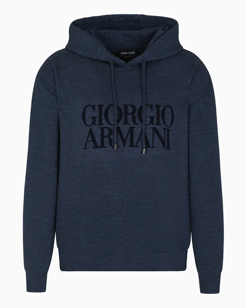 Giorgio Armani Wool Blend Hoodie Blau